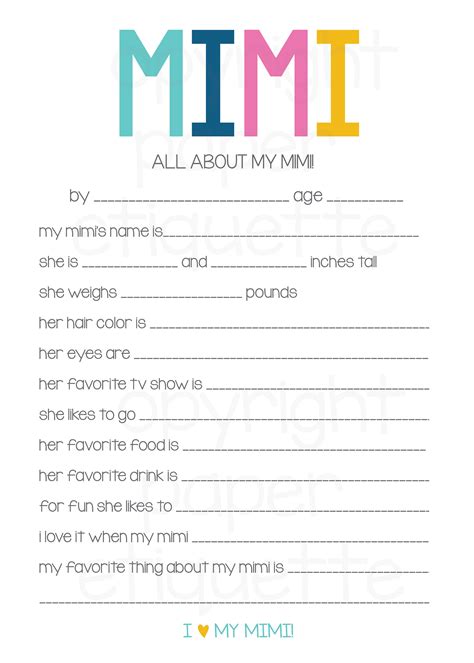 All About Mimi Printable